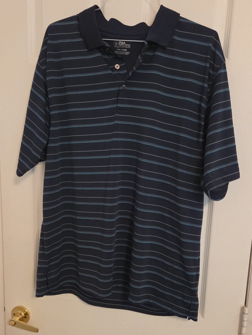 PGA TOUR Men's Navy Stripe Polo Shirt 2XL